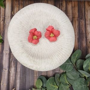 Pink and gold flower studs